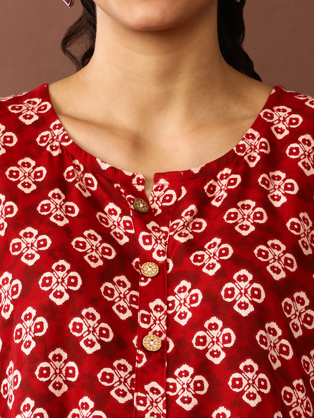 Floral Printed A-Line Tiered Ethnic Dress