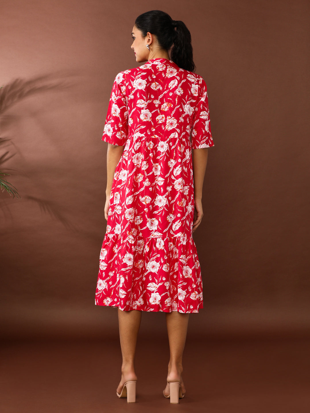 Floral Printed A-Line Tiered Ethnic Dress