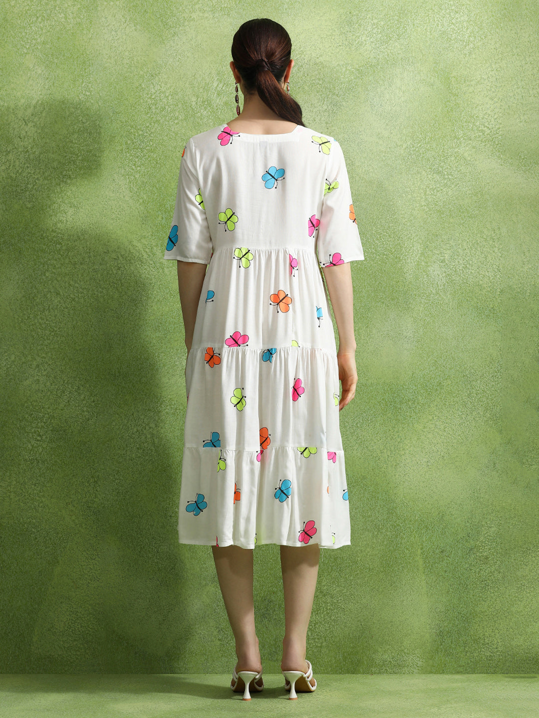 Animal Printed Tiered Ethnic Dress