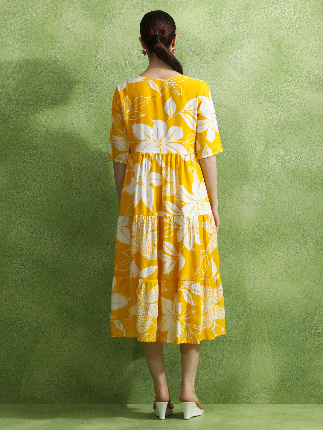 Floral Printed Tiered Ethnic Dress