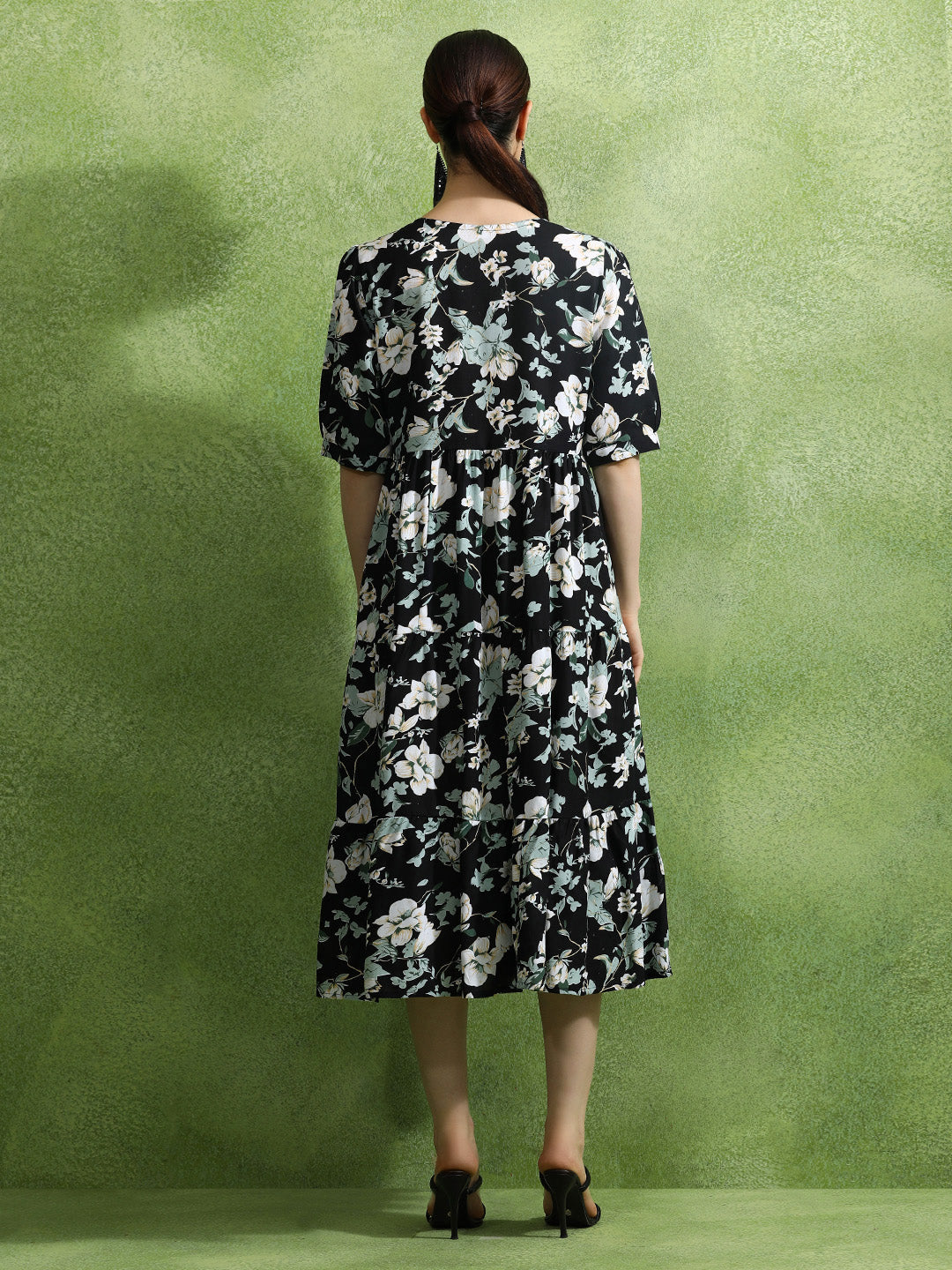 Floral Printed Tiered Ethnic Dress