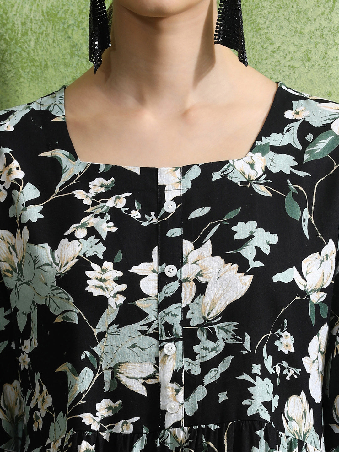 Floral Printed Tiered Ethnic Dress