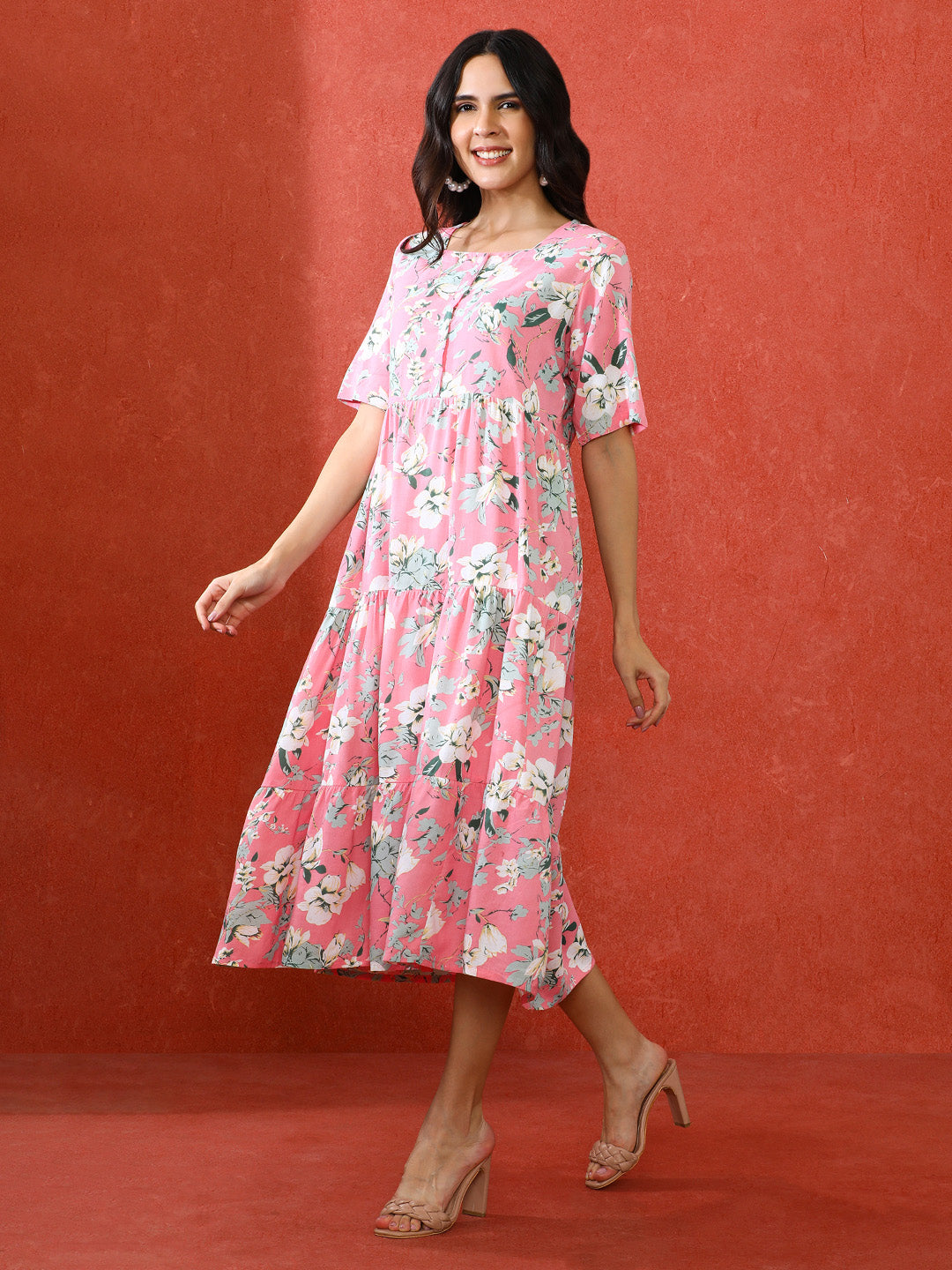 Floral Printed A-Line Ethnic Dress