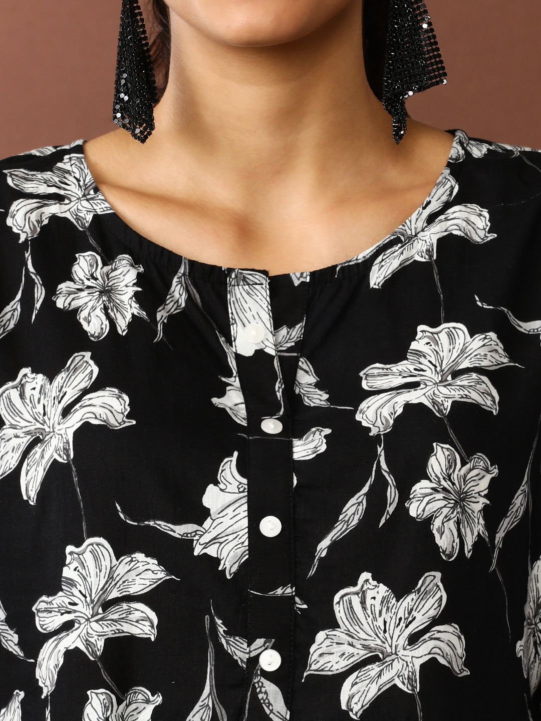 Floral Printed A-Line Tiered Ethnic Dress