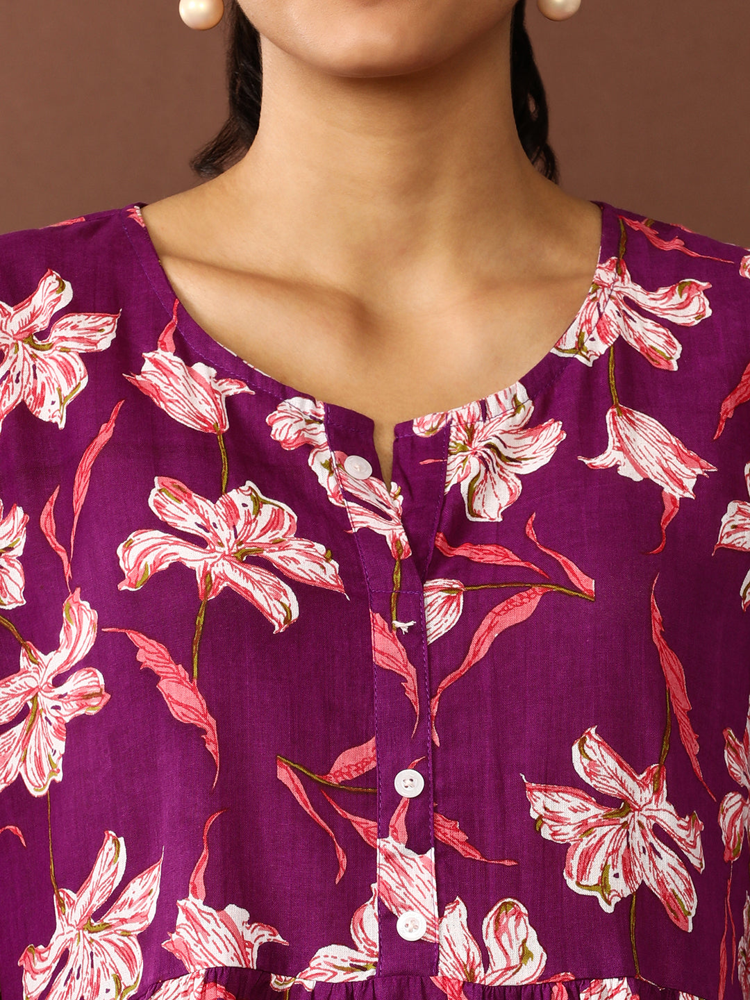 Floral Printed A-Line Tiered Ethnic Dress