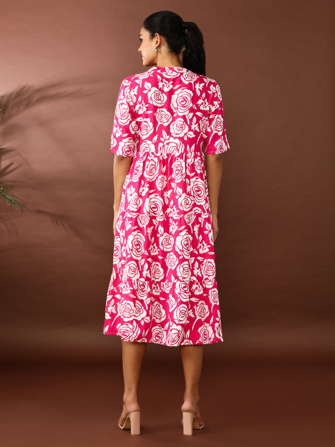 Floral Printed A-Line Tiered Ethnic Dress