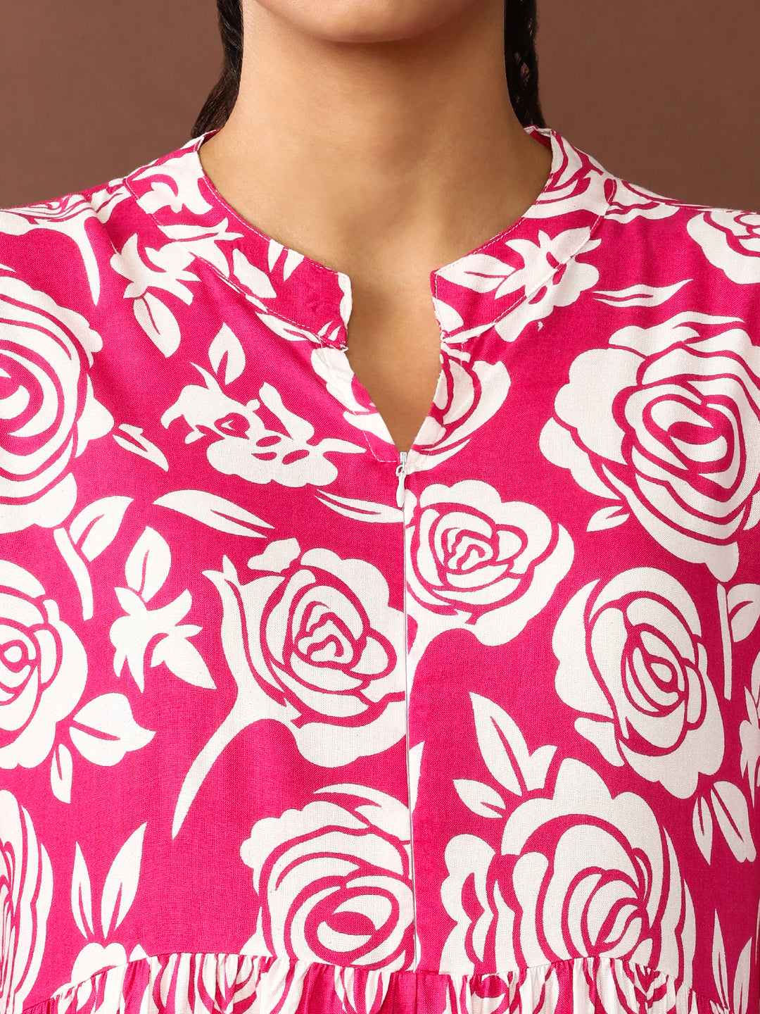 Floral Printed A-Line Tiered Ethnic Dress