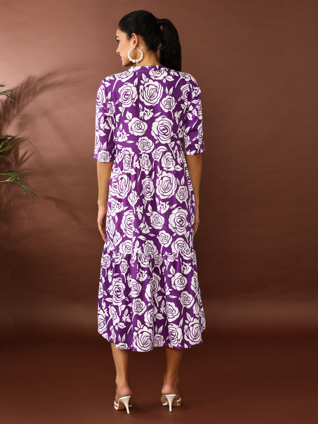 Floral Printed A-Line Tiered Ethnic Dress