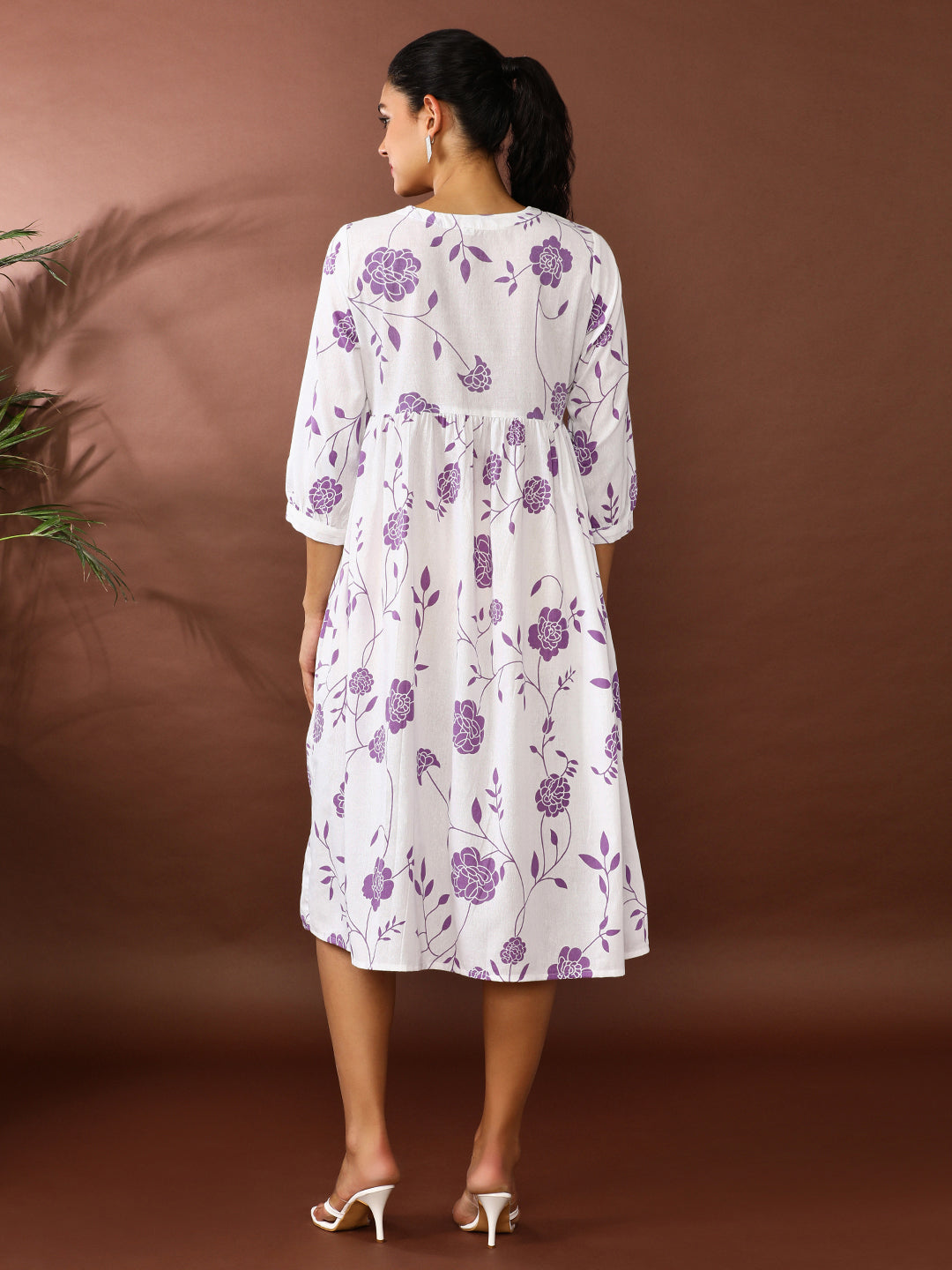 Floral Printed A-Line Pure Cotton Ethnic Dress