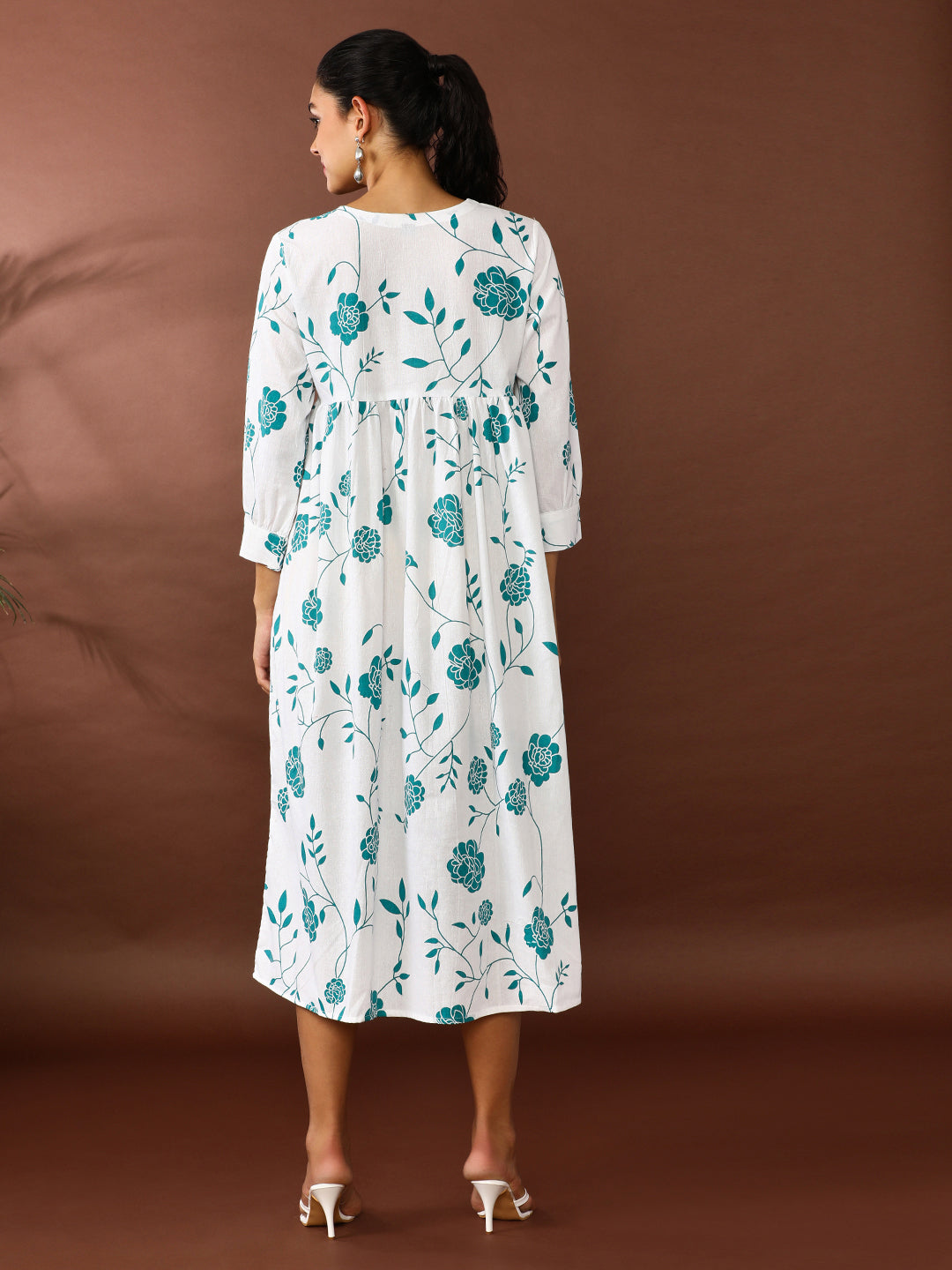 Floral Printed A-Line Pure Cotton Ethnic Dress