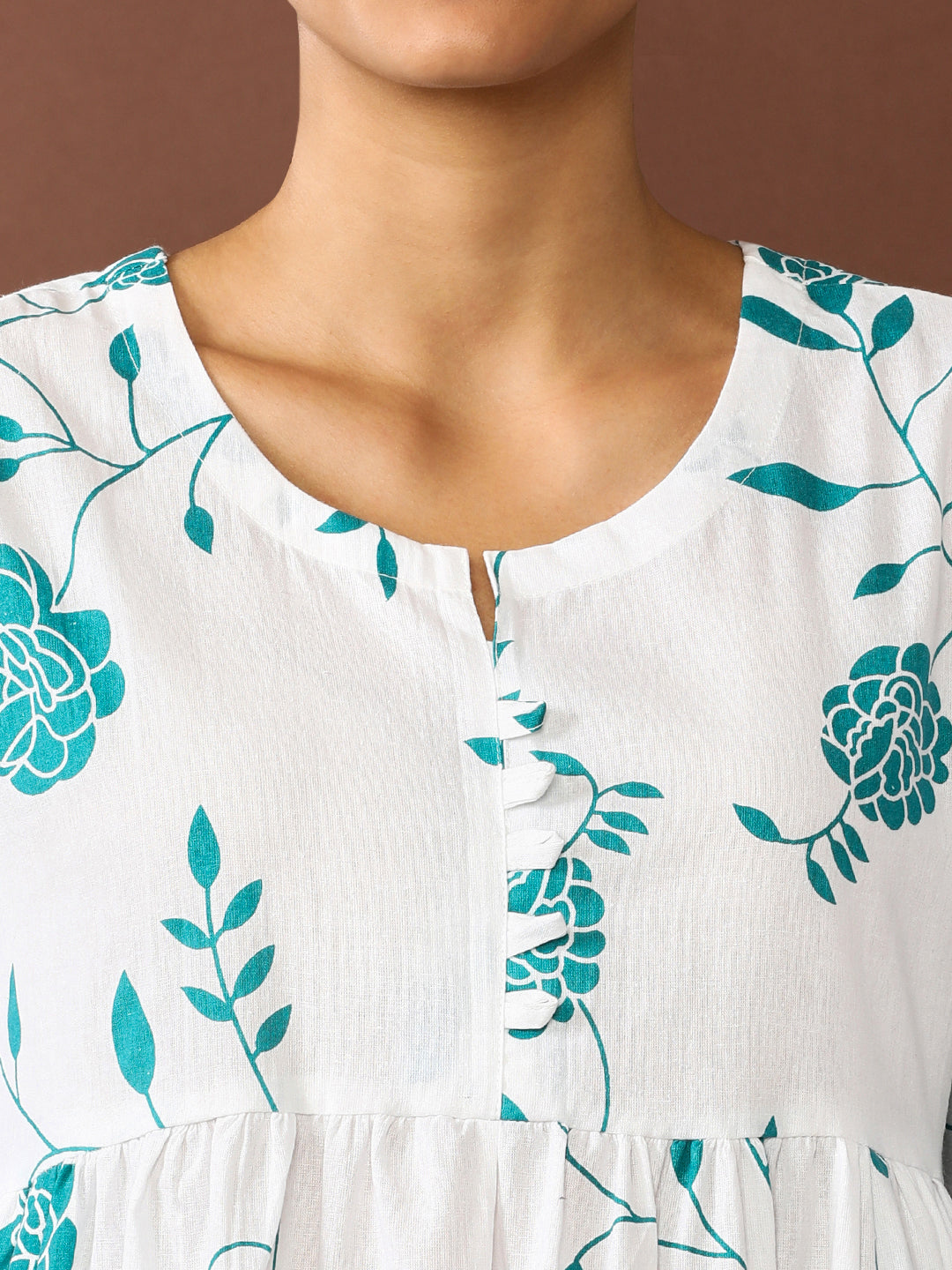 Floral Printed A-Line Pure Cotton Ethnic Dress