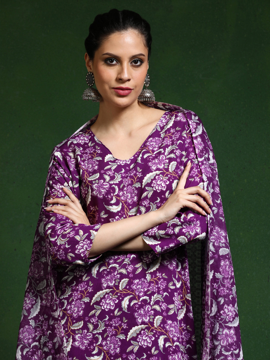 Floral Printed A-Line Kurta & Trousers Sets