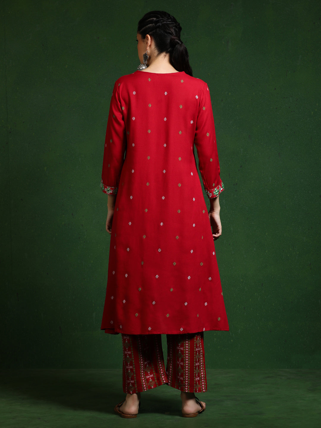 Floral Embroidered A-Line Kurta & Trousers Sets