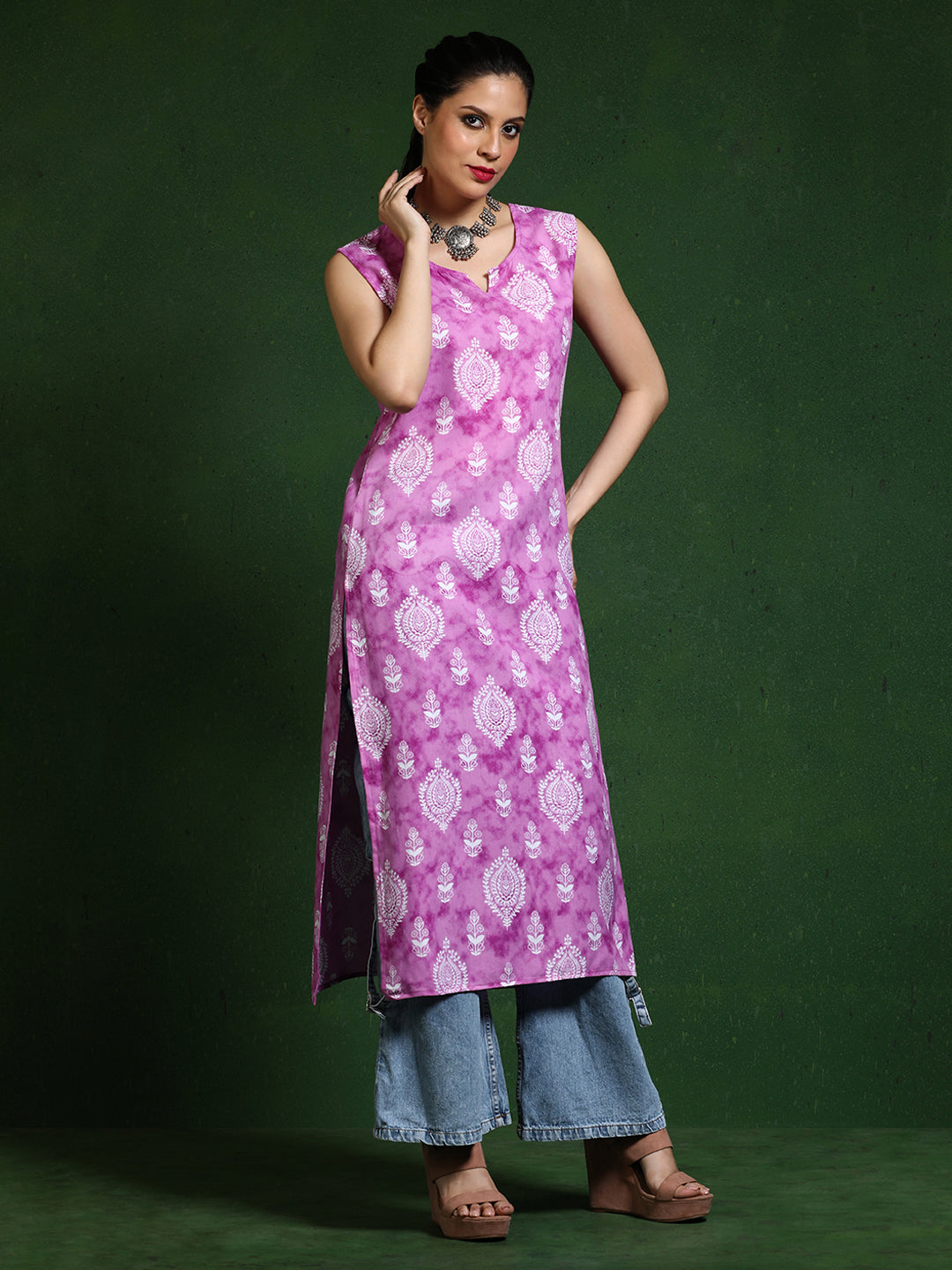 Floral Printed Straight Kurta