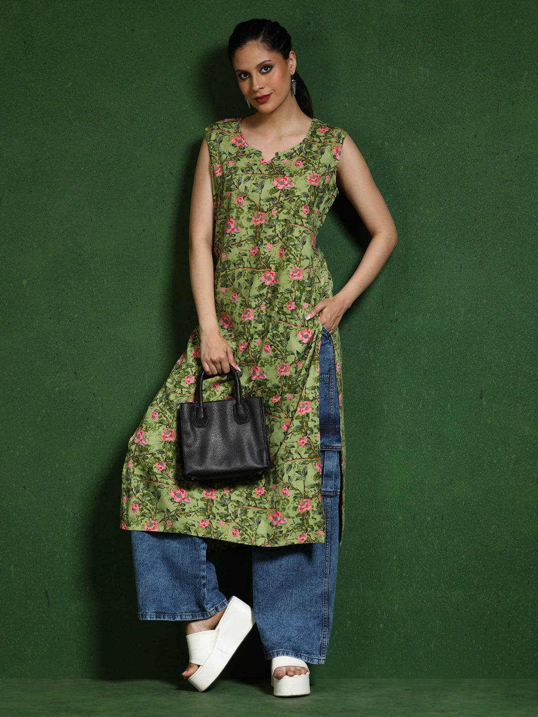 Floral Printed Straight Kurta