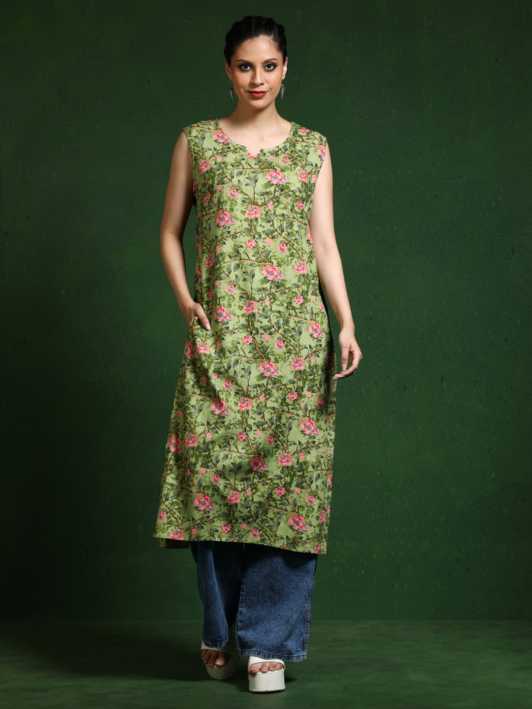 Floral Printed Straight Kurta