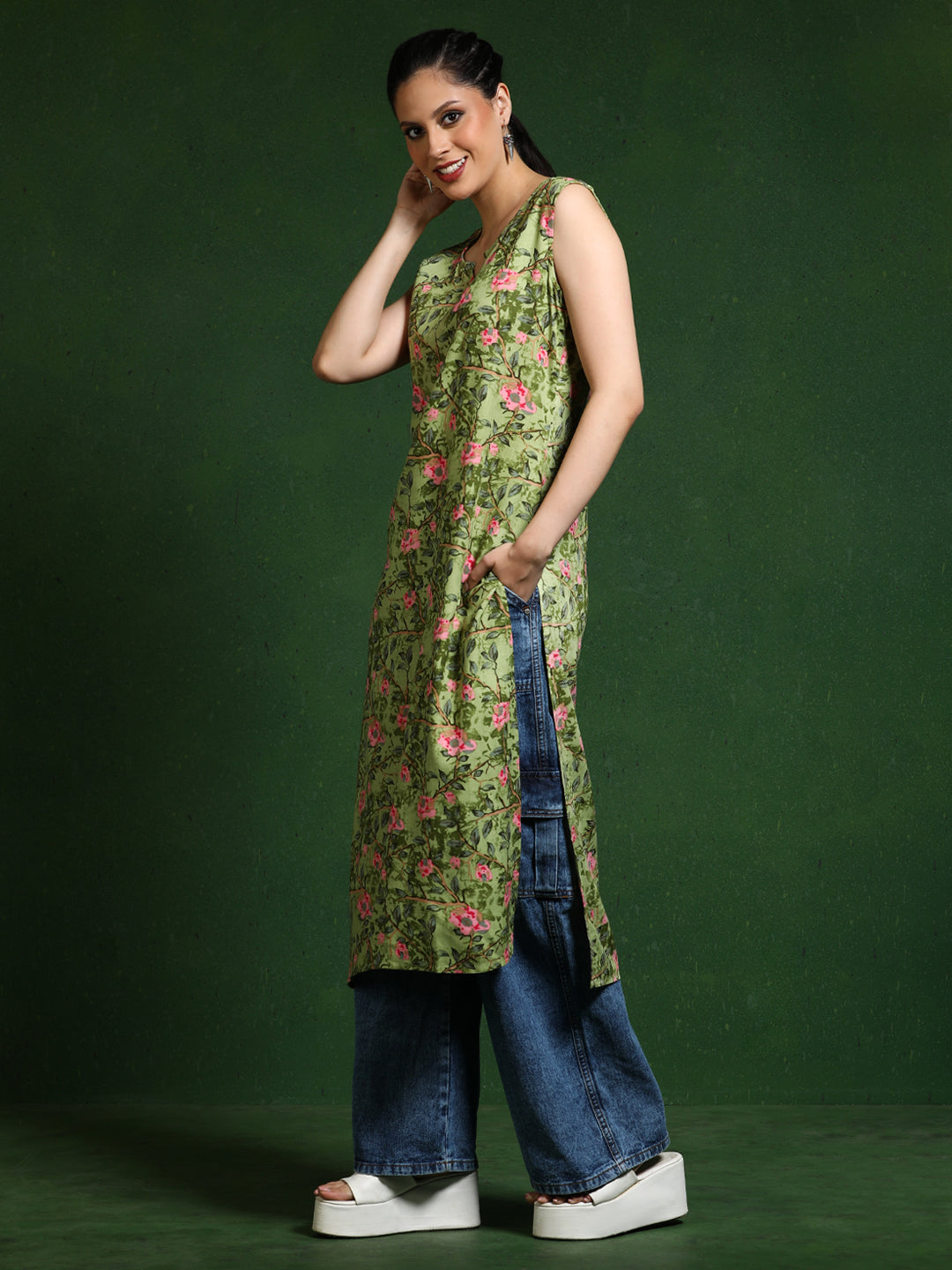 Floral Printed Straight Kurta