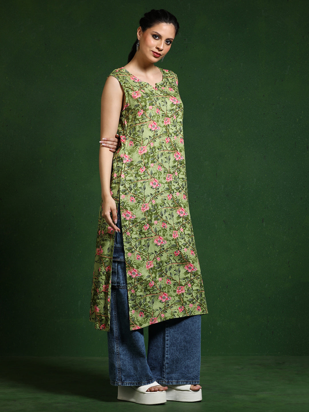 Floral Printed Straight Kurta