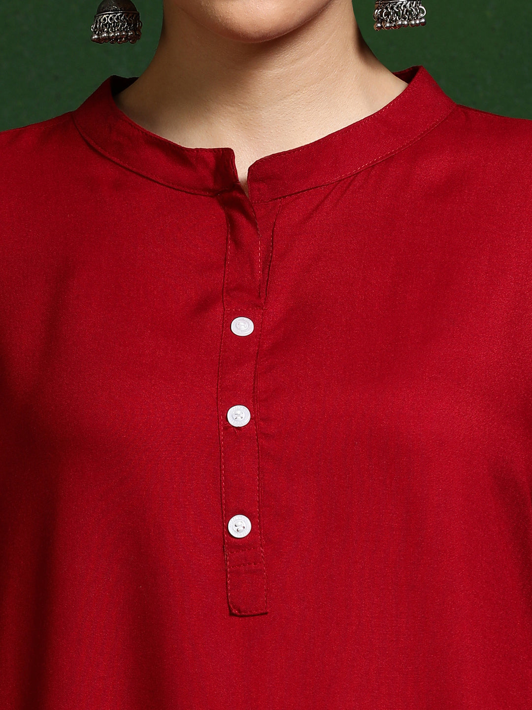 Solid Mandarin Collar Straight Kurta