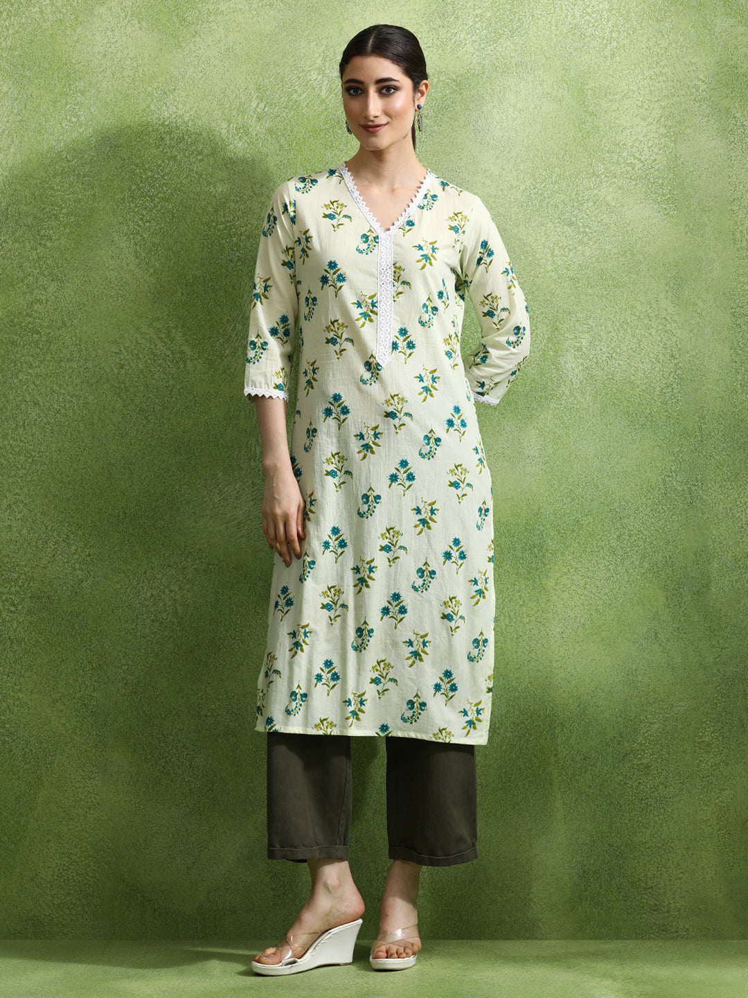 Floral Printed Straight Kurta