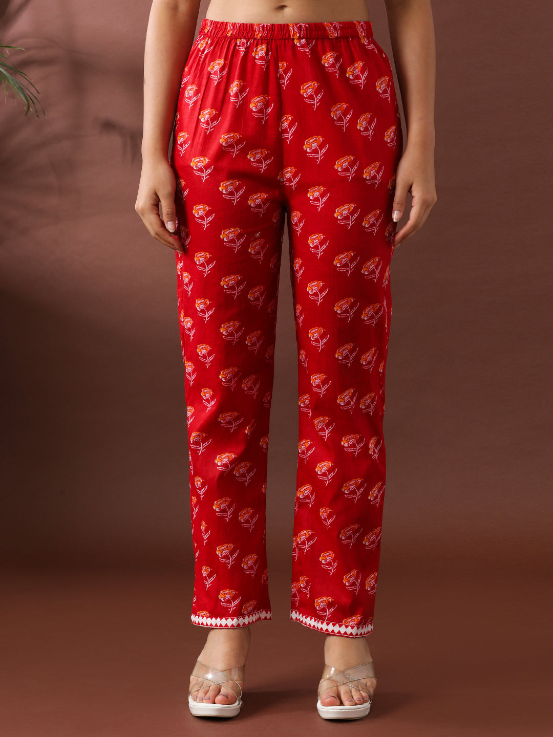 Floral Printed A-Line Pure Cotton Kurta & Trousers Sets