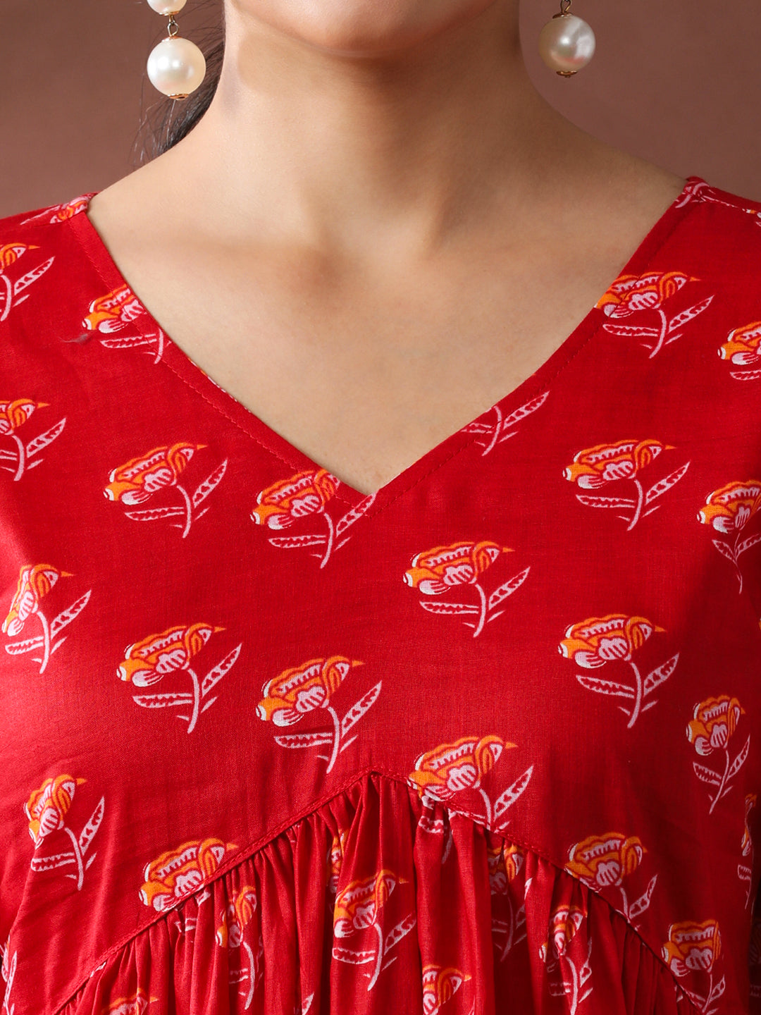 Floral Printed A-Line Pure Cotton Kurta & Trousers Sets