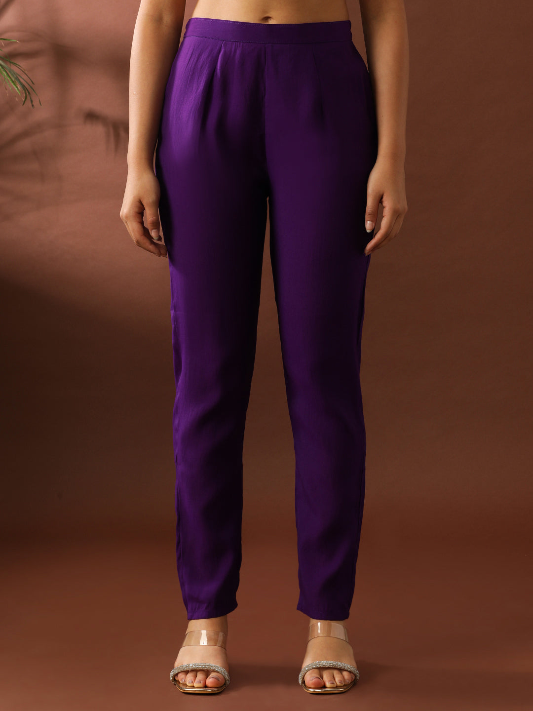 Floral Embroidered Straight Polyester Kurta & Trousers Sets