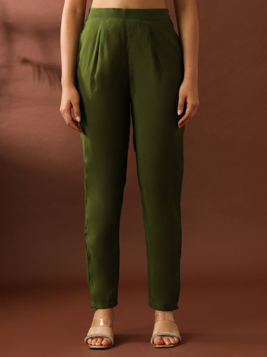 Floral Embroidered Straight Polyester Kurta & Trousers Sets