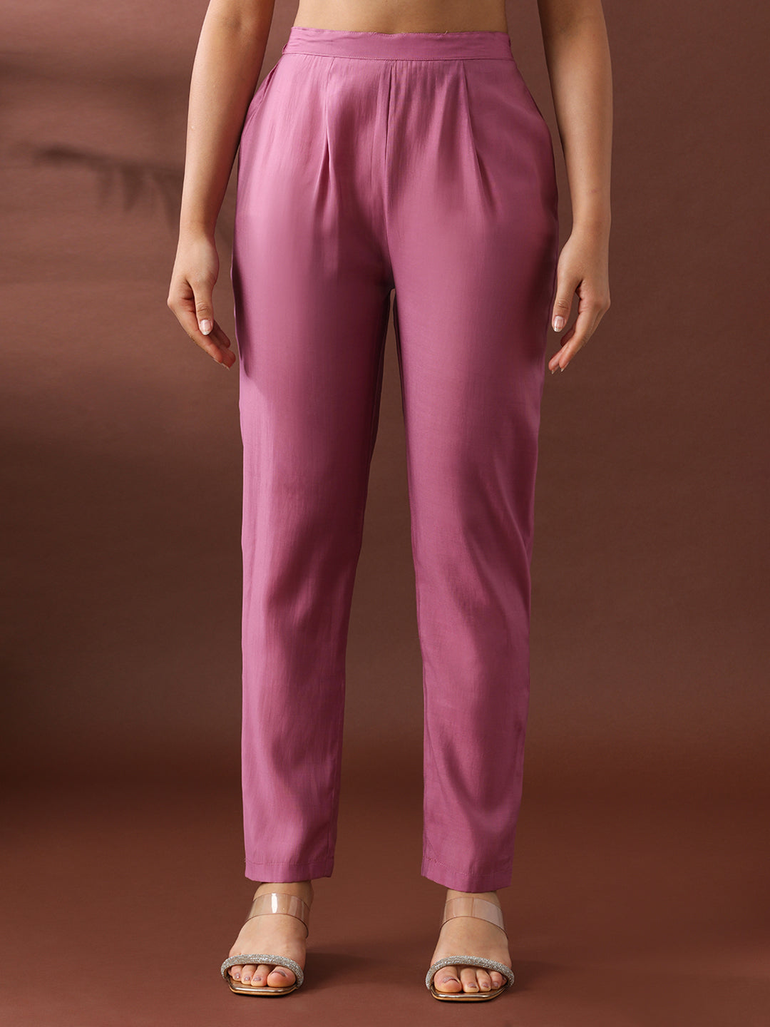 Floral Embroidered Straight Polyester Kurta & Trousers Sets