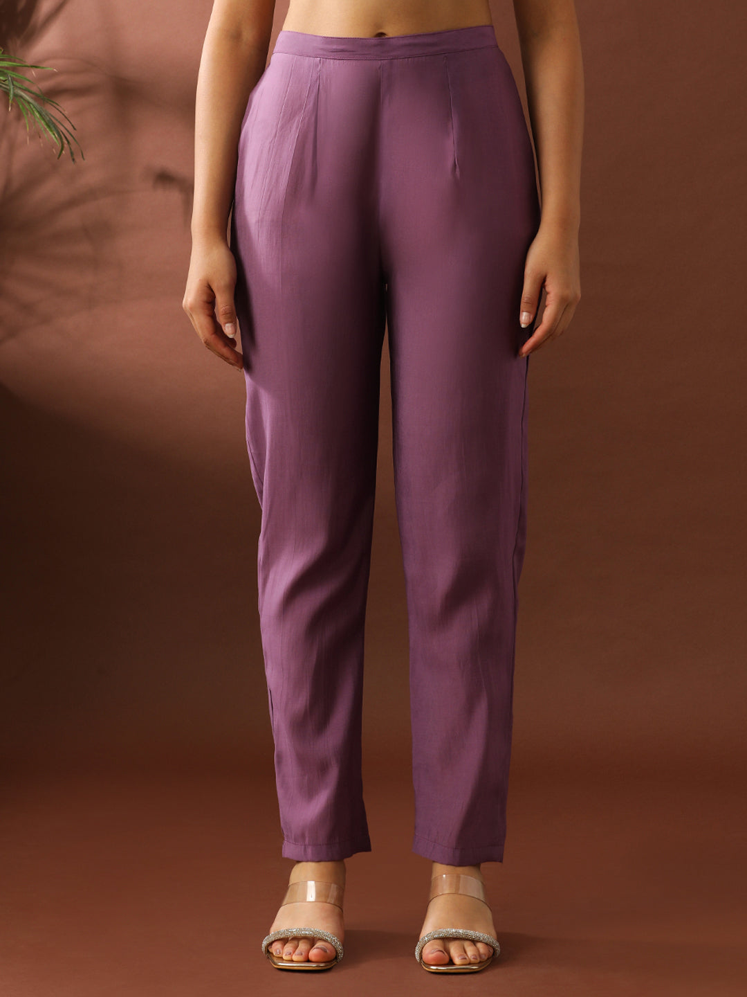 Floral Embroidered A-Line Polyester Kurta & Trousers Sets