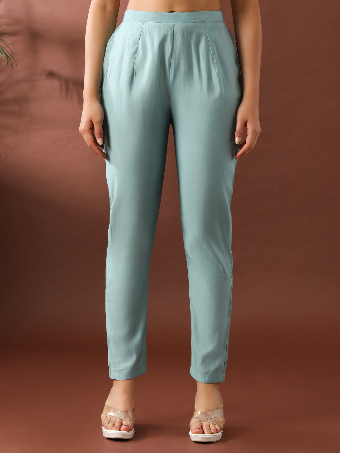 Floral Embroidered Straight Polyester Kurta & Trousers Sets