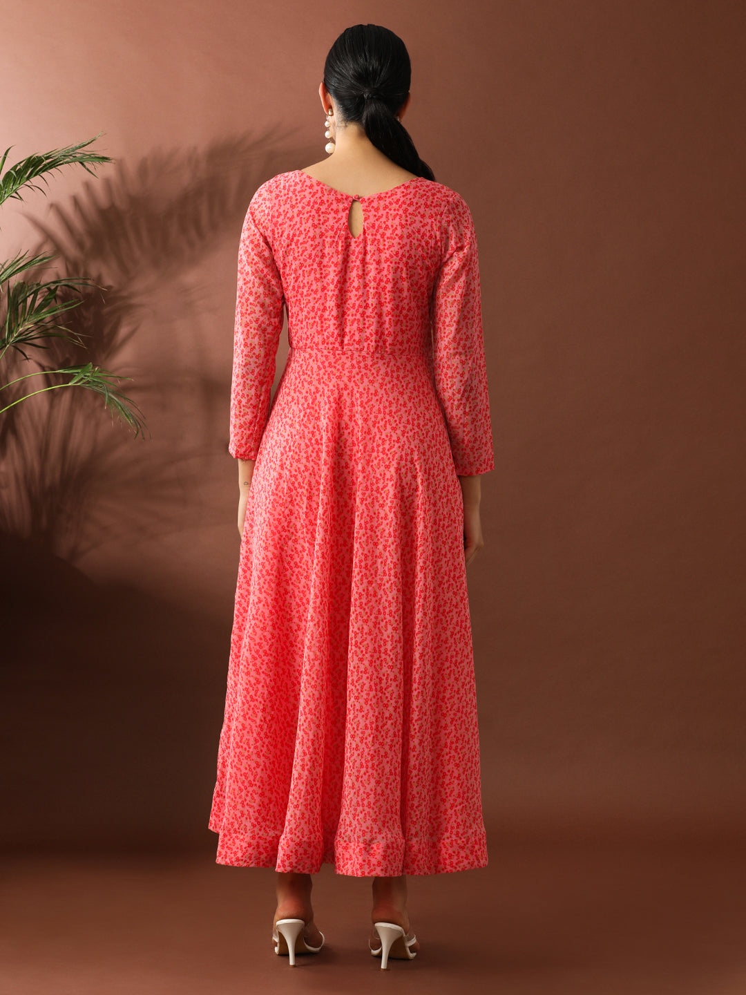 Floral Printed A-Line Georgette Ethnic Dress