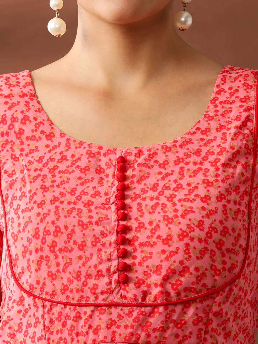 Floral Printed A-Line Georgette Ethnic Dress