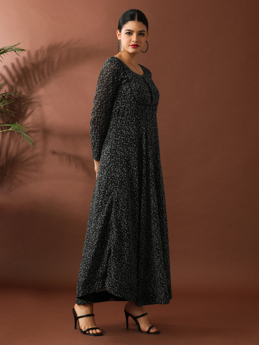 Floral Printed A-Line Georgette Ethnic Dress