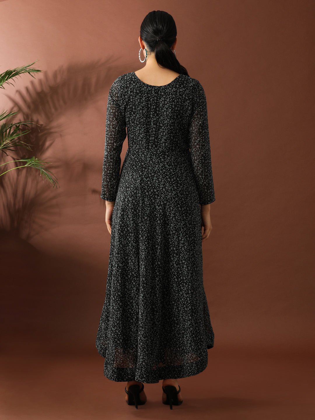 Floral Printed A-Line Georgette Ethnic Dress