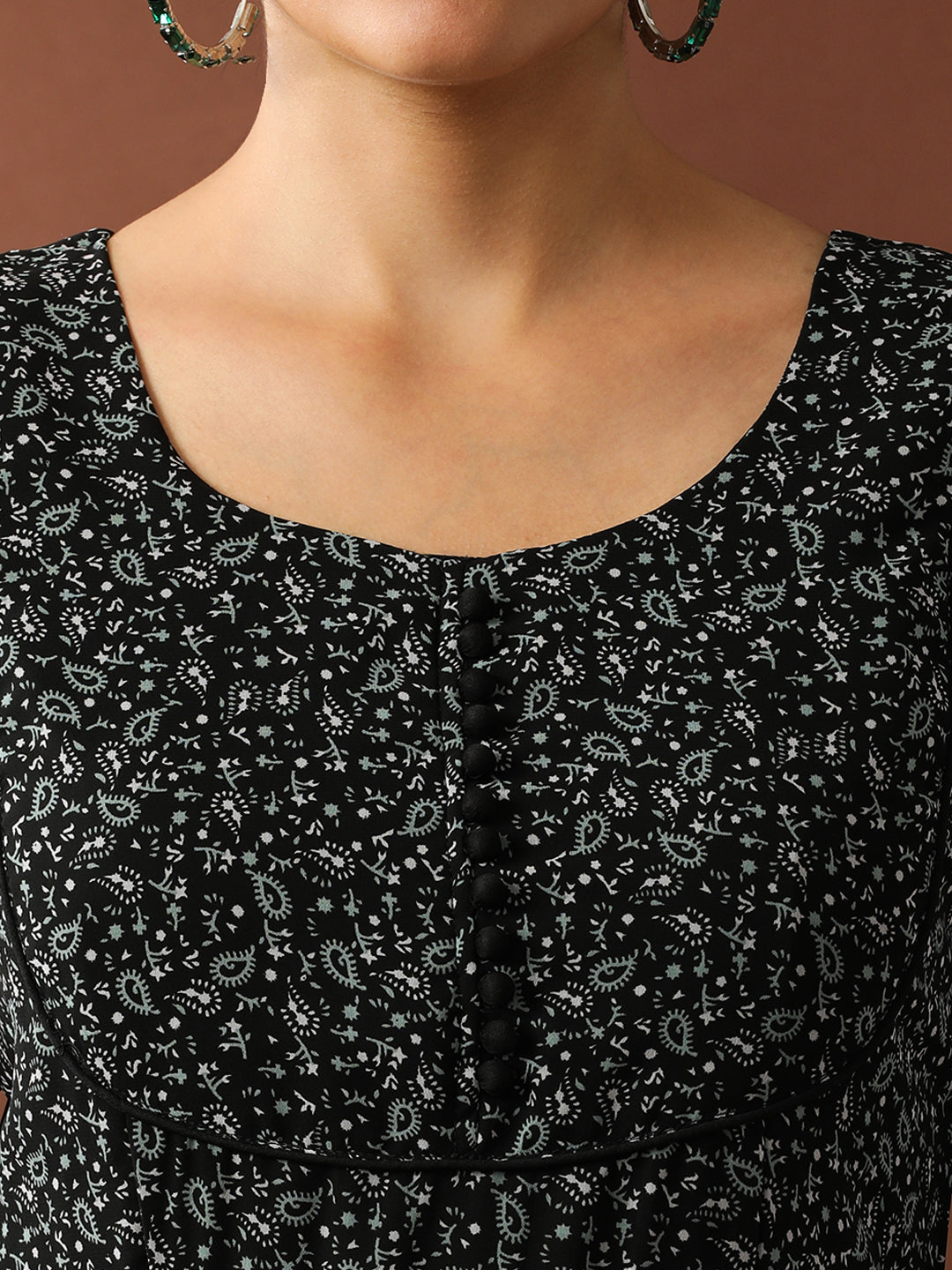 Floral Printed A-Line Georgette Ethnic Dress