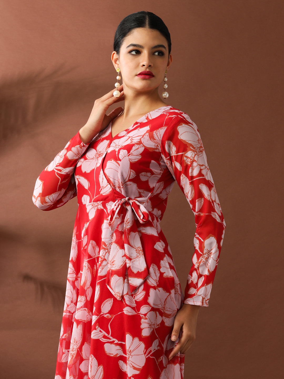 Floral Printed A-Line Georgette Ethnic Dress