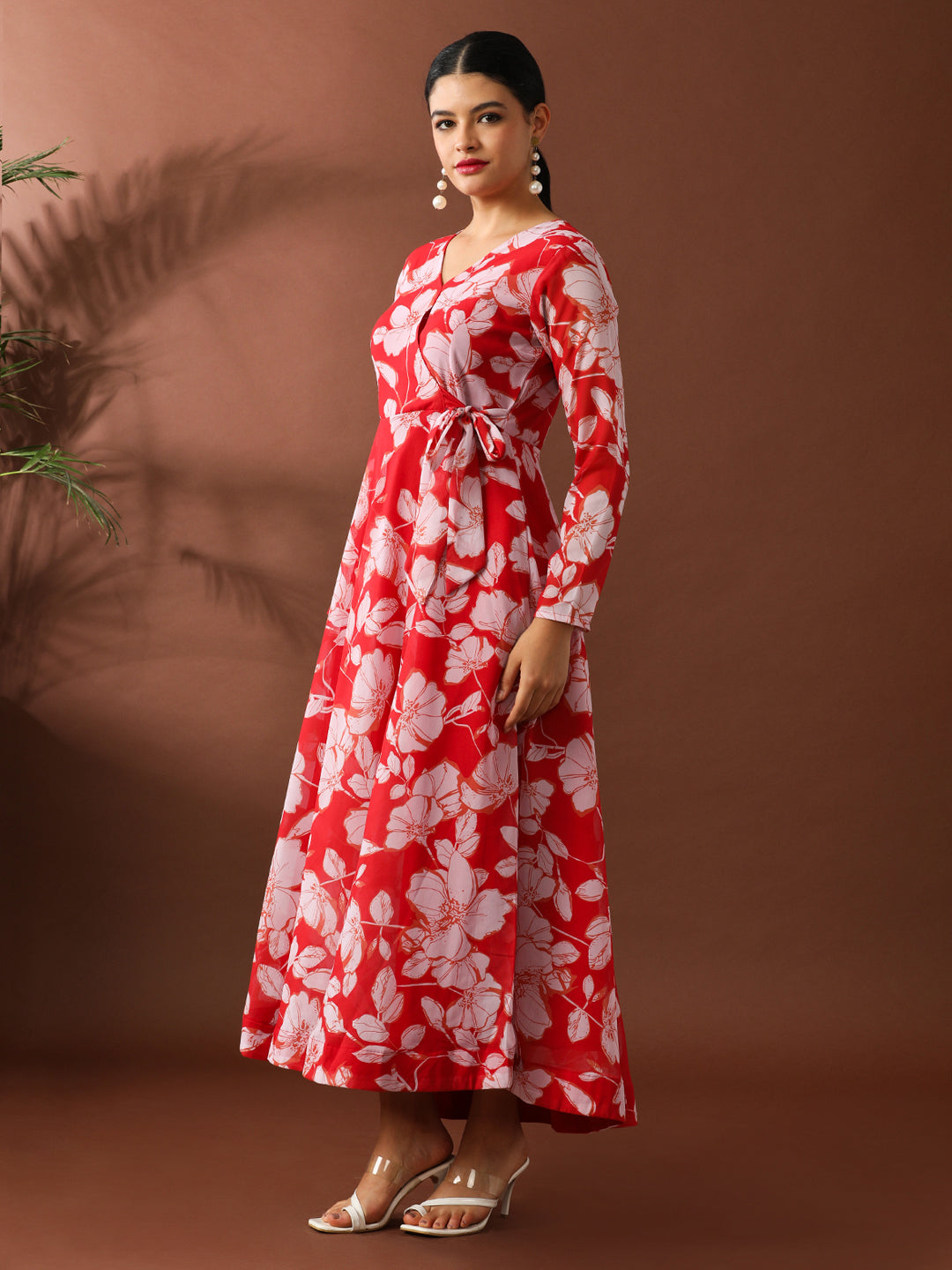 Floral Printed A-Line Georgette Ethnic Dress