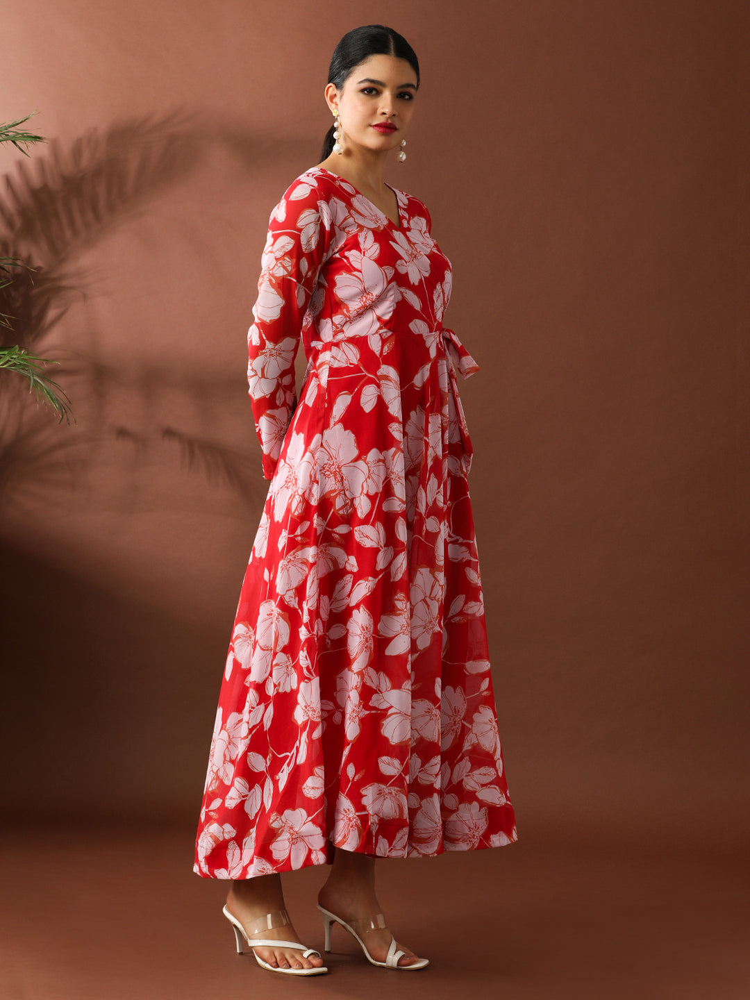 Floral Printed A-Line Georgette Ethnic Dress