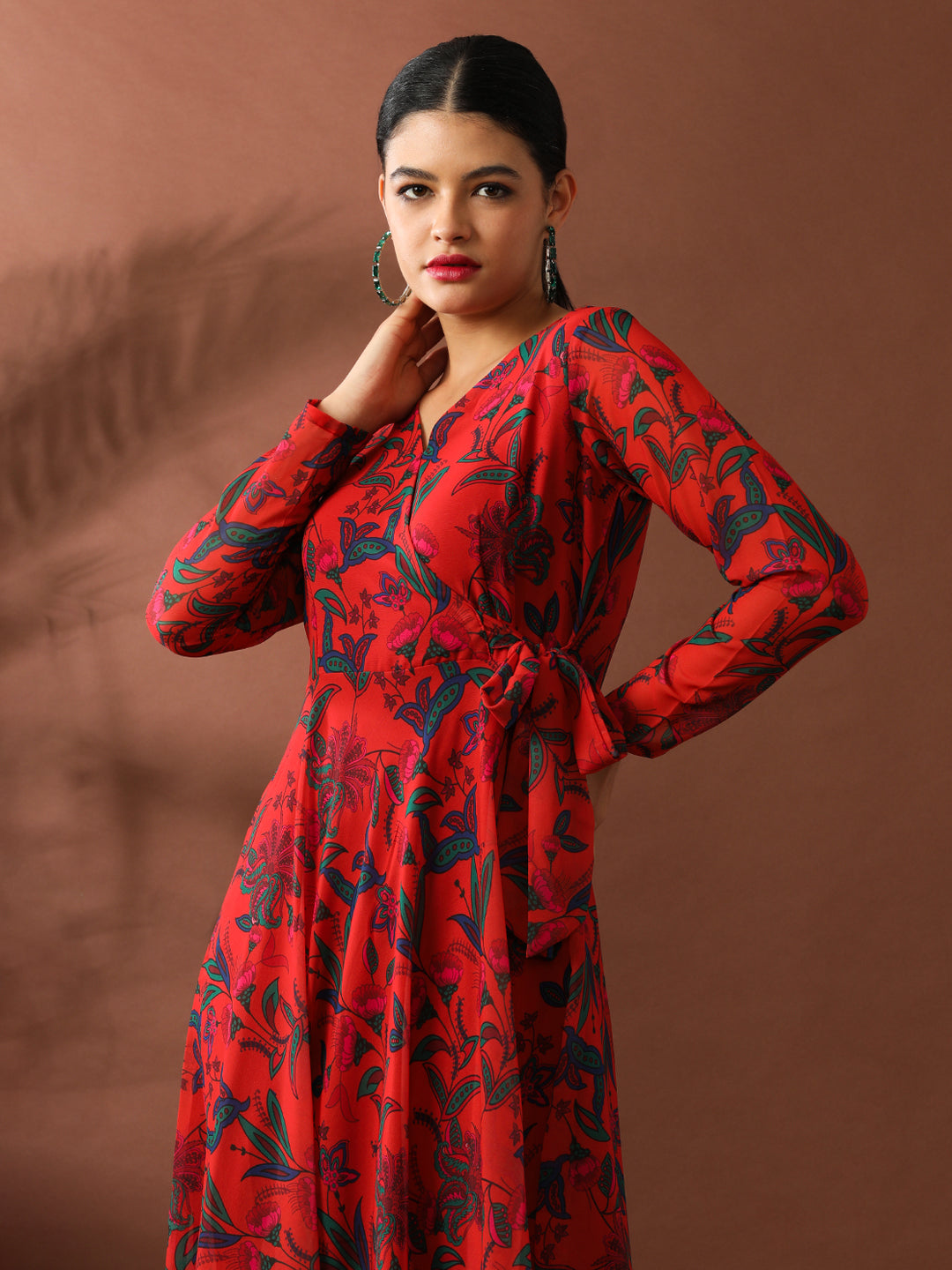 Floral Printed A-Line Georgette Ethnic Dress