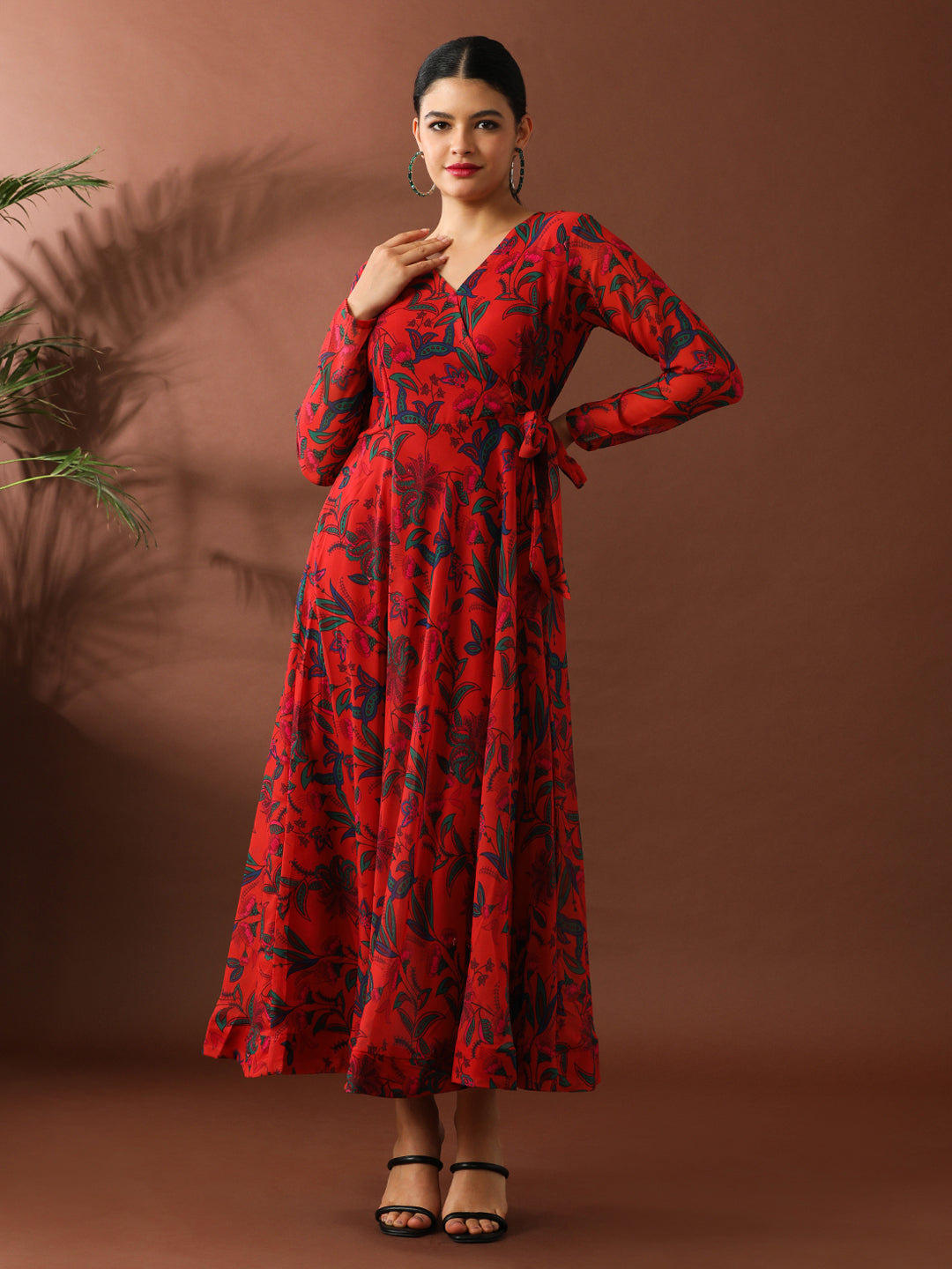 Floral Printed A-Line Georgette Ethnic Dress