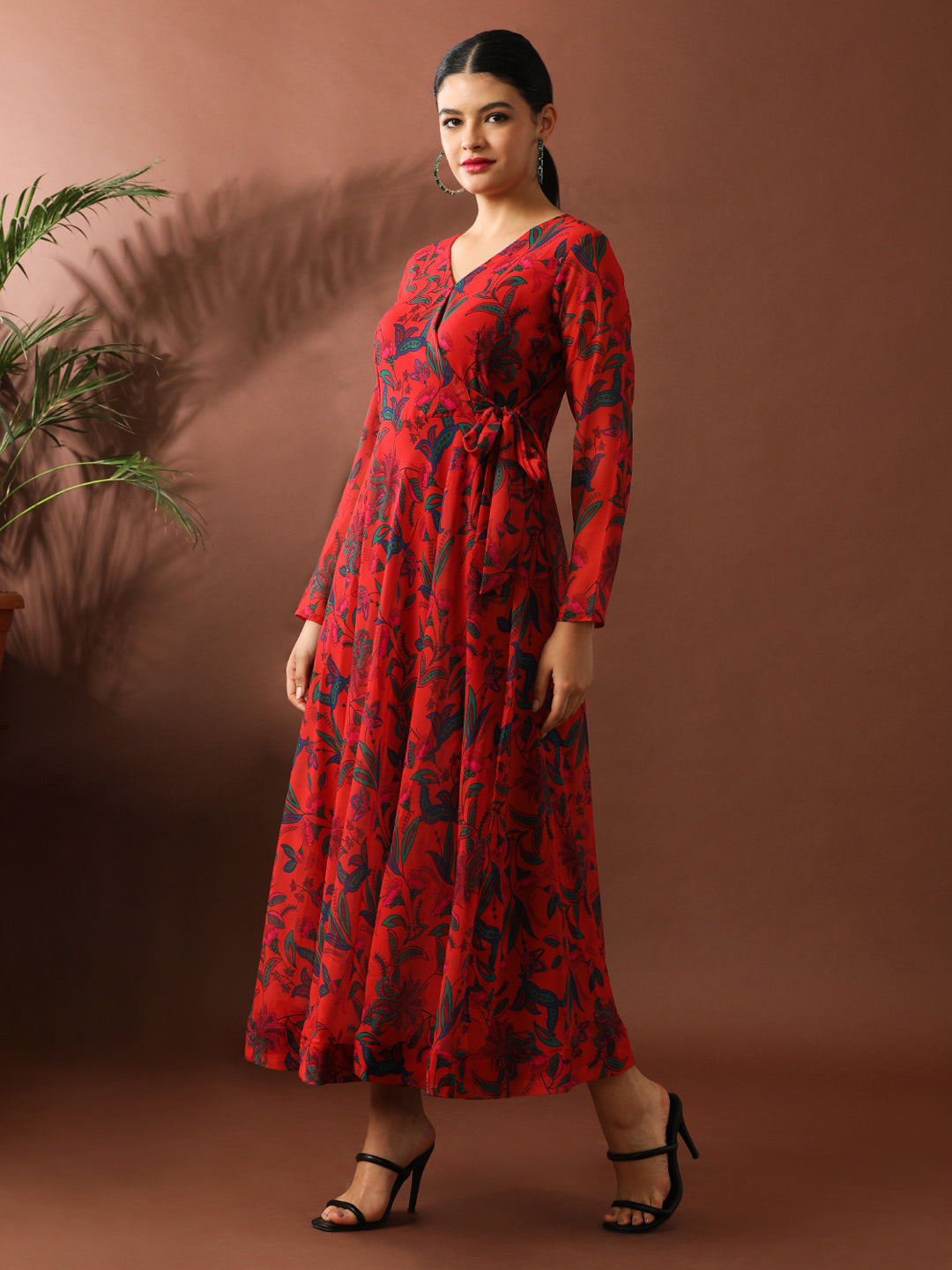 Floral Printed A-Line Georgette Ethnic Dress