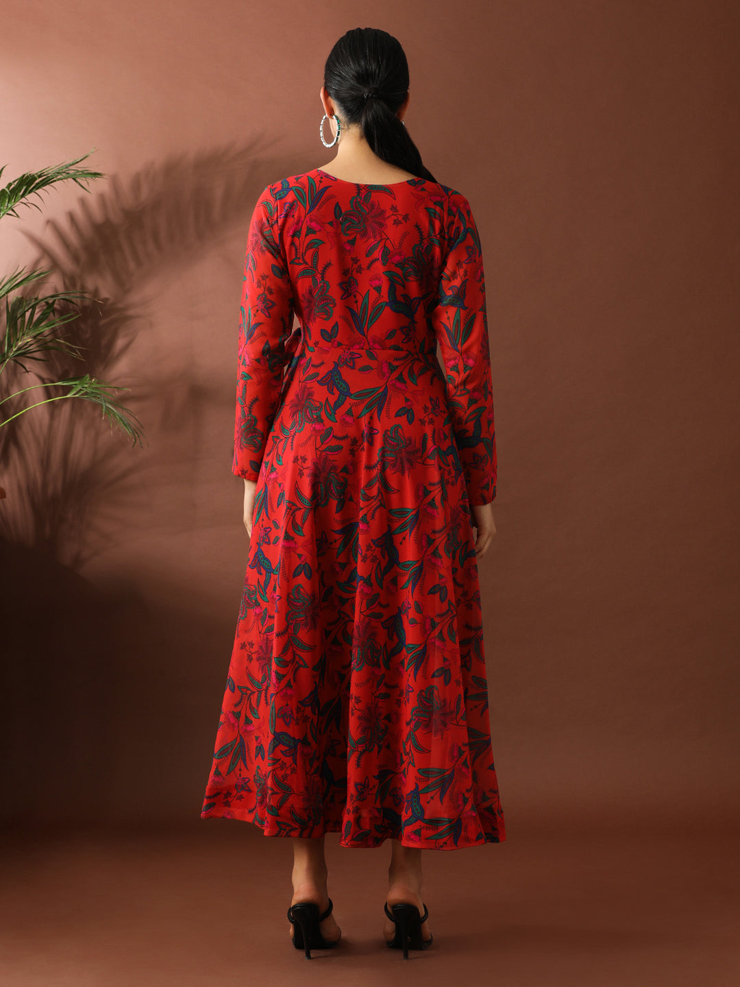 Floral Printed A-Line Georgette Ethnic Dress