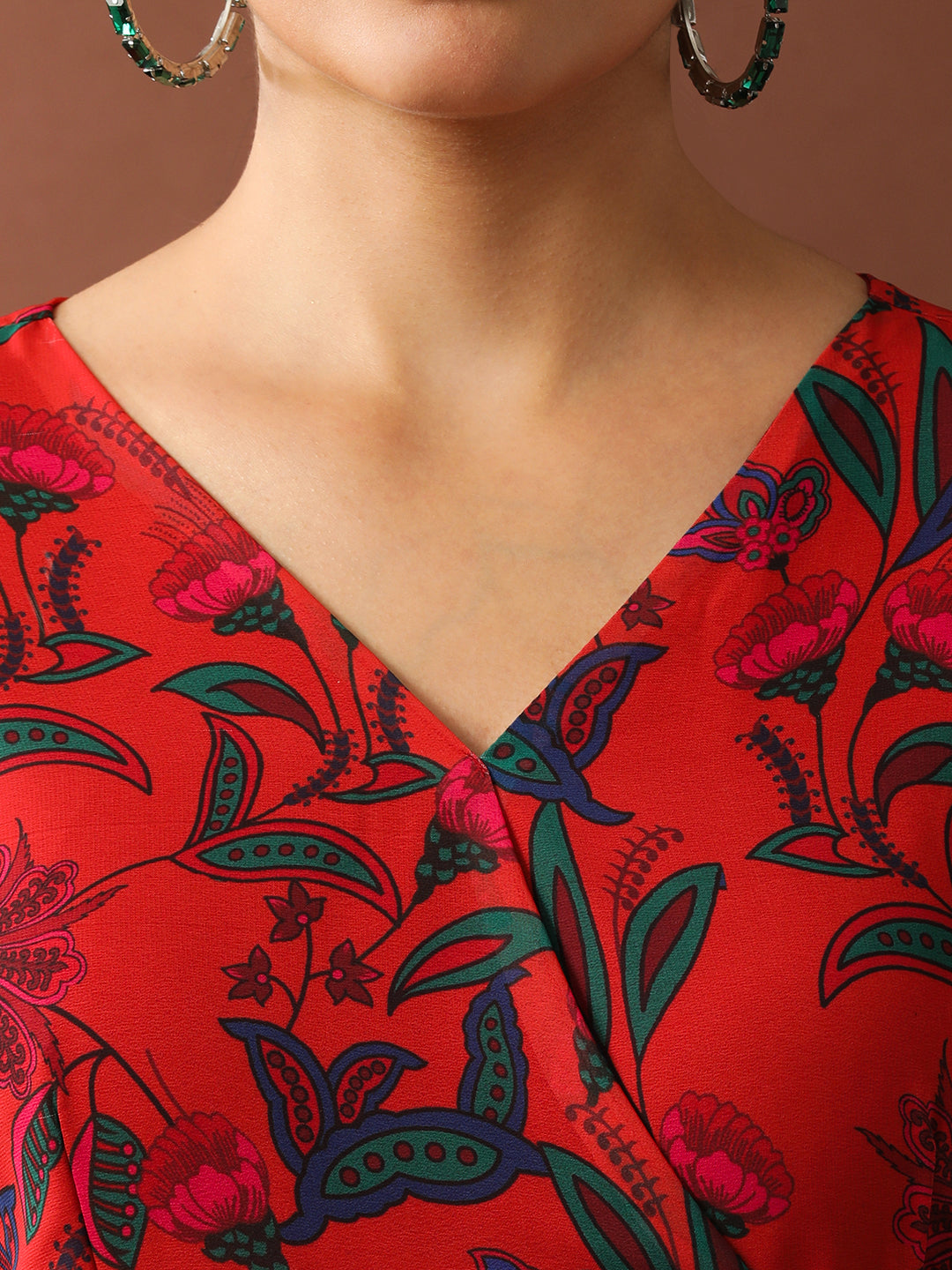 Floral Printed A-Line Georgette Ethnic Dress