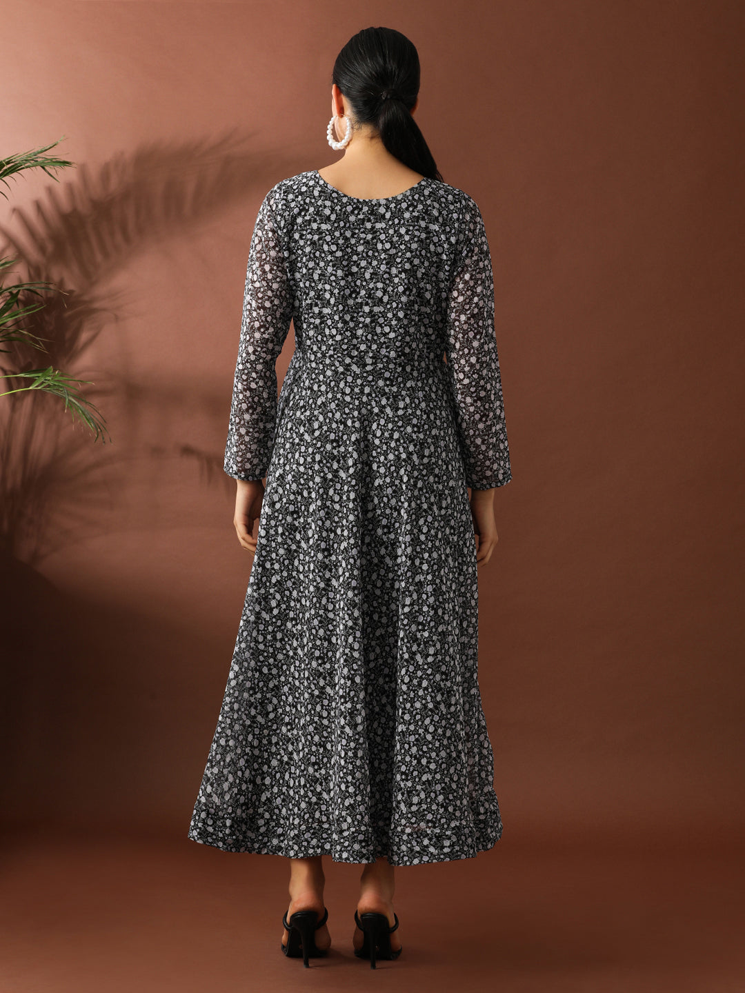 Floral Printed A-Line Georgette Ethnic Dress