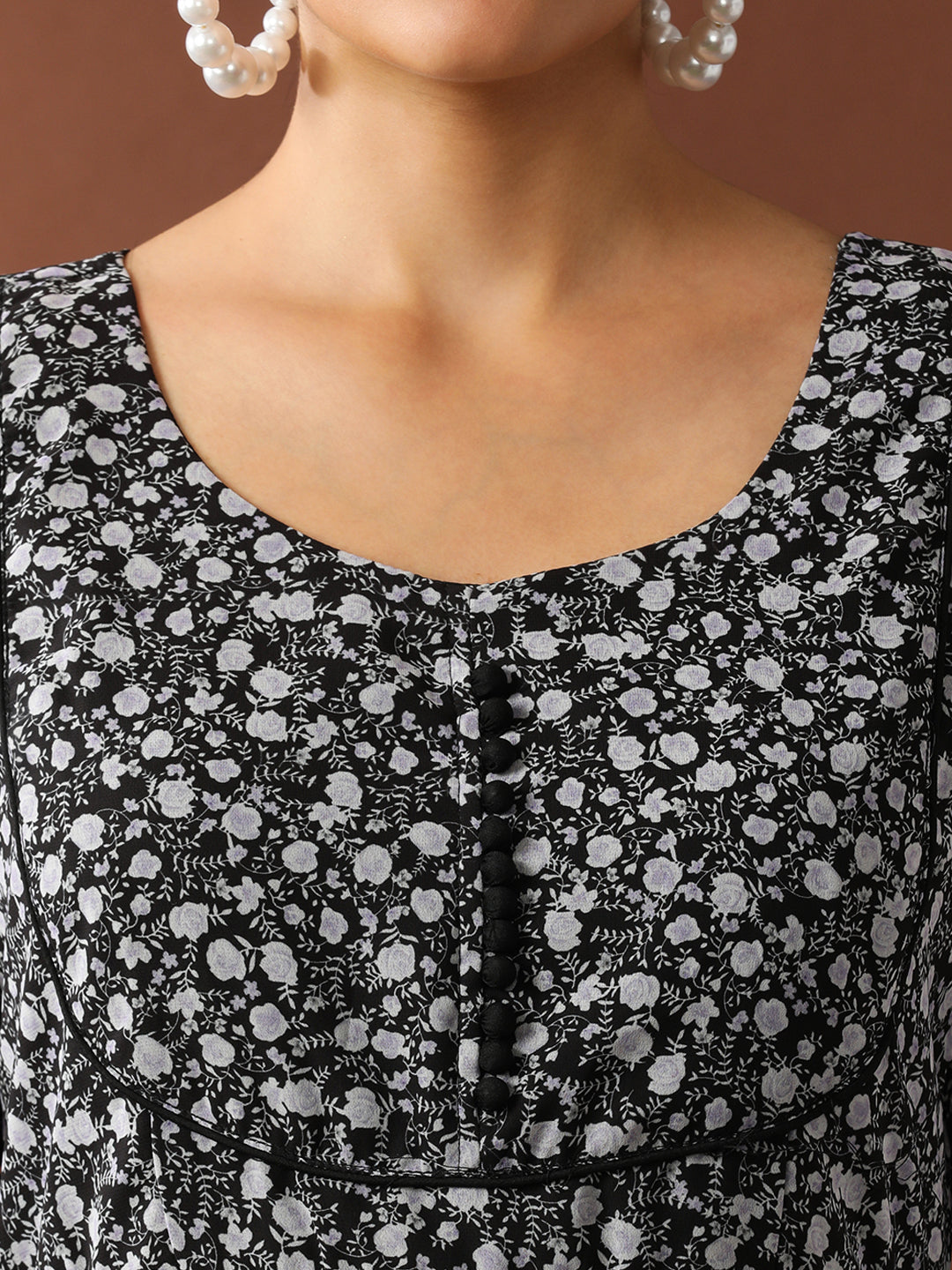 Floral Printed A-Line Georgette Ethnic Dress