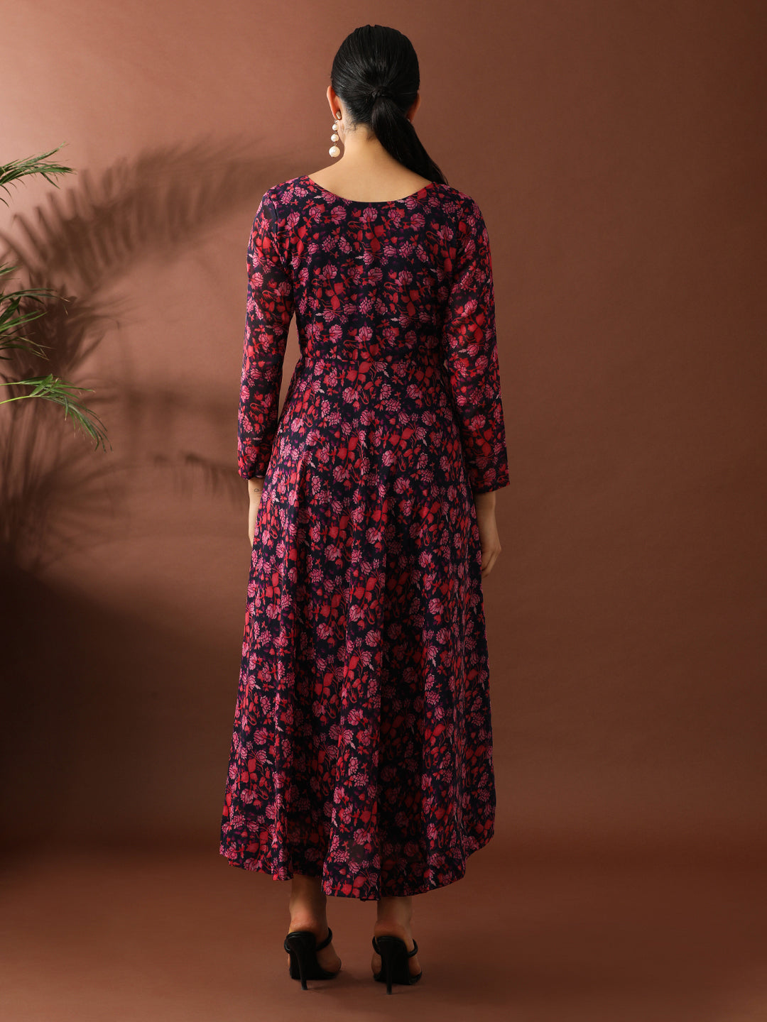 Floral Printed A-Line Georgette Ethnic Dress