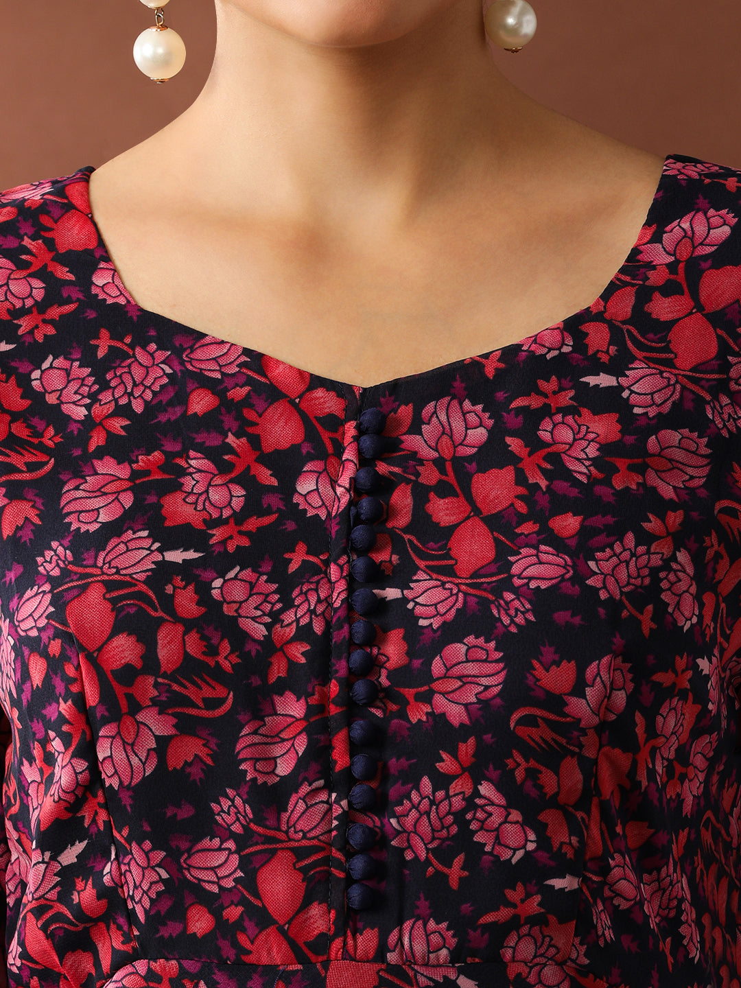 Floral Printed A-Line Georgette Ethnic Dress