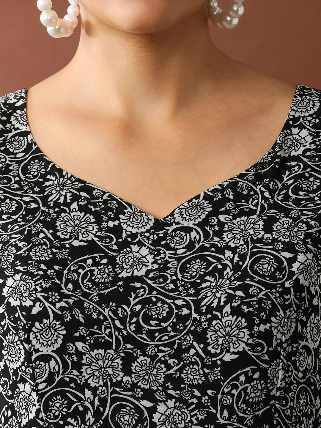 Floral Printed A-Line Georgette Ethnic Dress