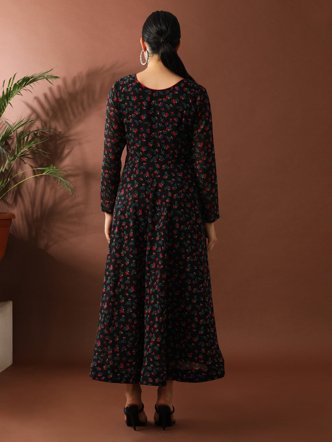 Floral Printed A-Line Georgette Ethnic Dress
